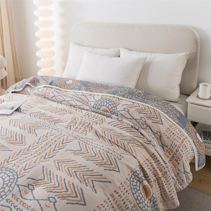 100% Хлопковое одеяло, Свежая простыня, Четырехслойная марлевая простыня, Двусторонняя, Бежевая 150x200cm