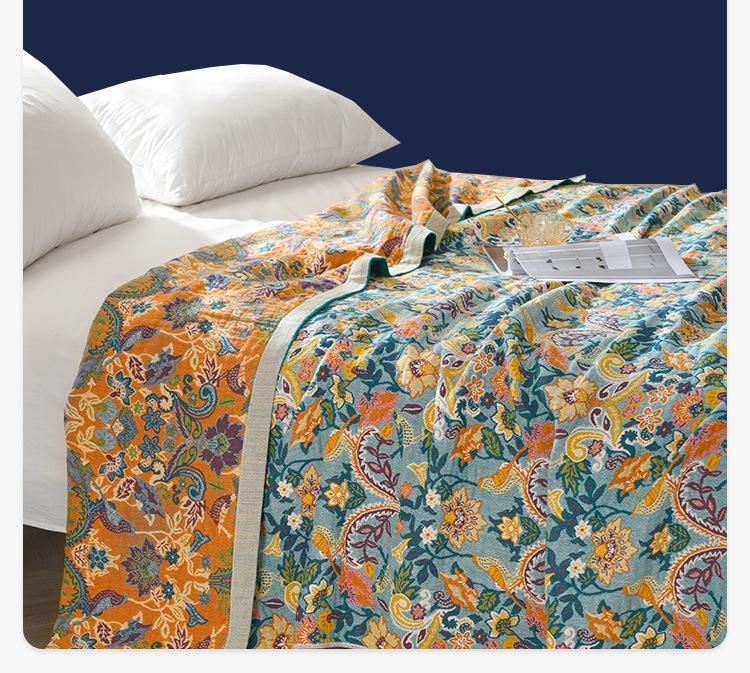 100% Хлопковое одеяло, Изумрудная звезда, Четырехслойная марлевая простыня, Двусторонняя простыня 130x160cm